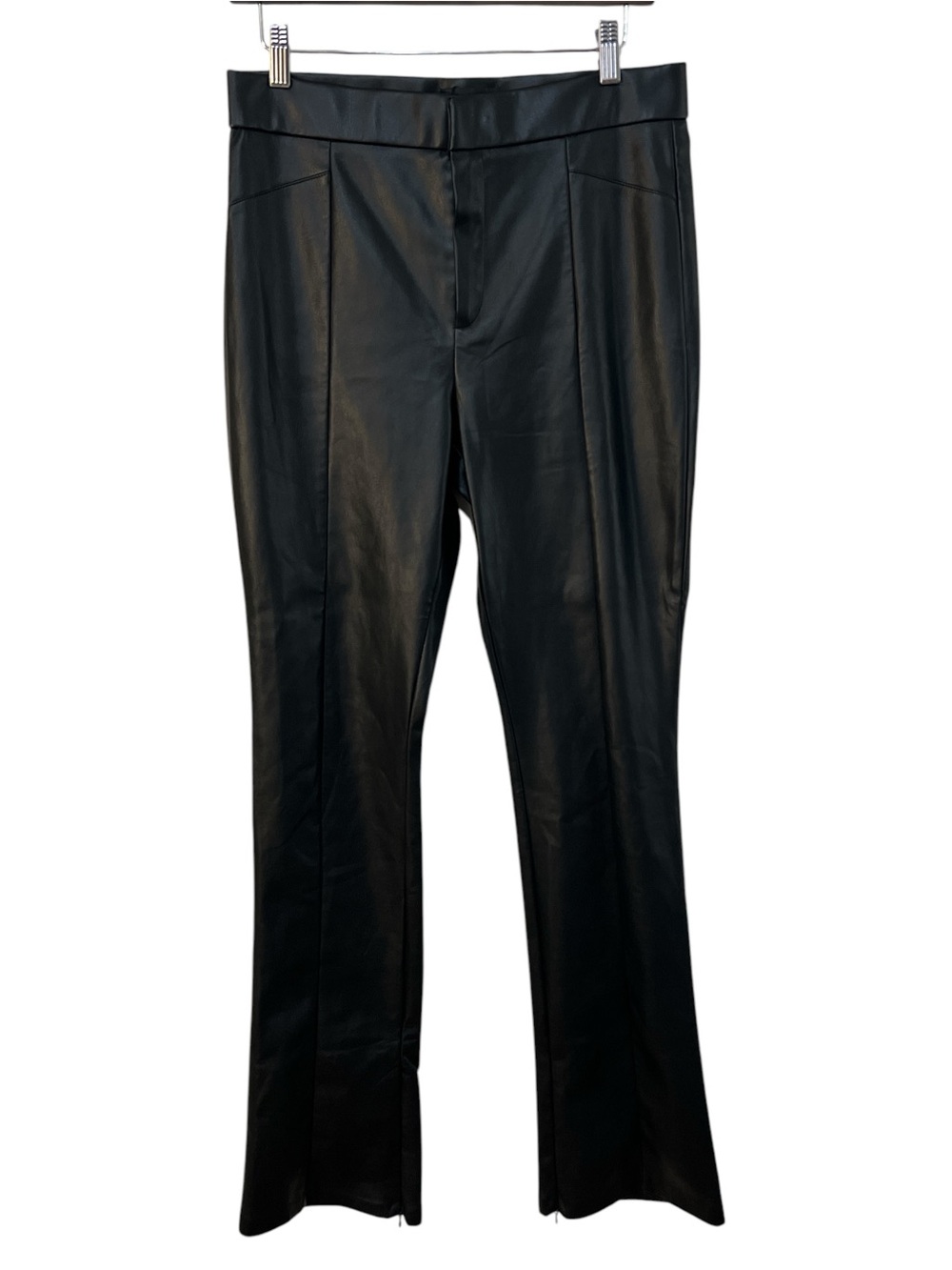 ZARA Faux Leather, Pants Boot Leg Trousers, Stretch, Women’s, Black, Size Large
